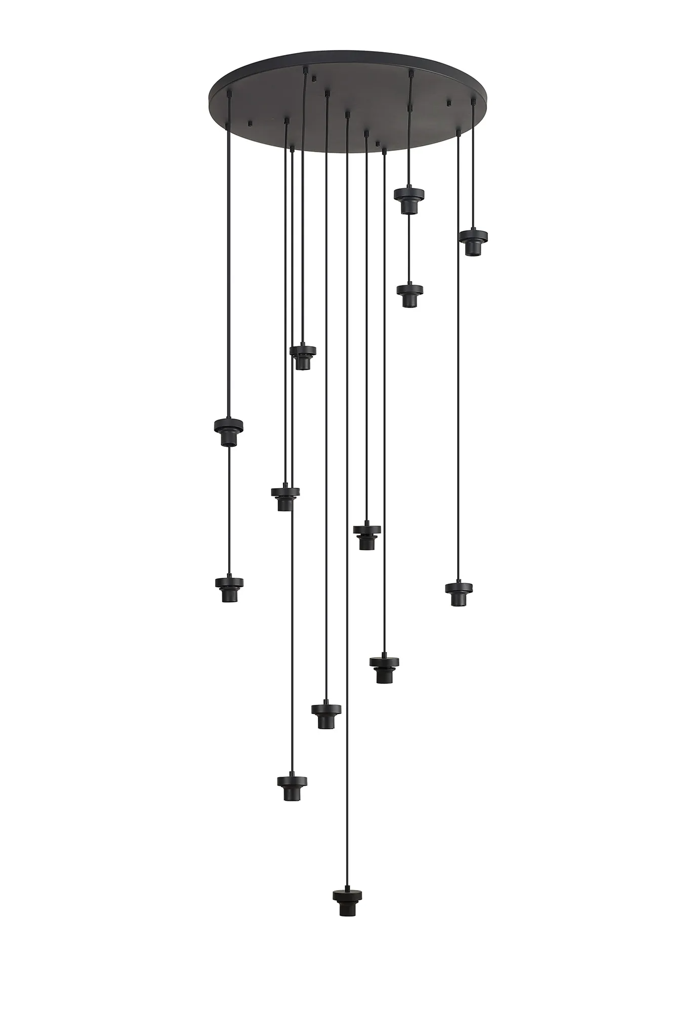 Bespoke Stairwell 13 Light Pendant Black Metalwork & Custom Glass - ID 13781