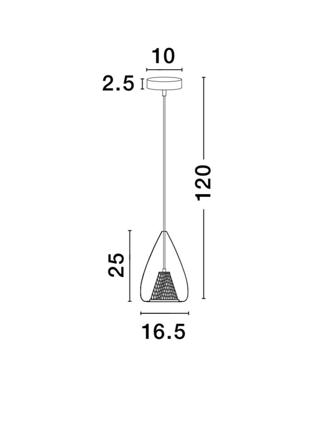 Copper Mesh and Glass Single Pendant - ID 7003