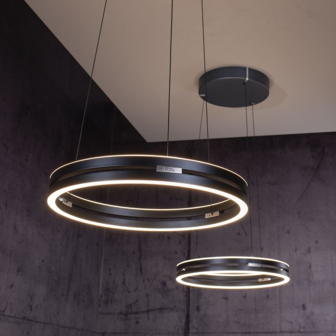 ELO Remote Controlled 50cm Height Adjustable Ring Pendant in Grey - ID 13932