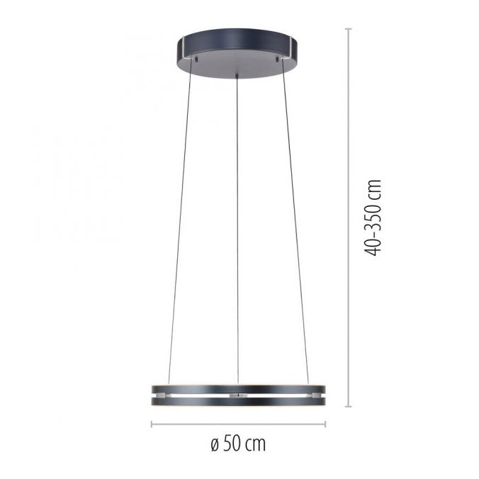 ELO Remote Controlled 50cm Height Adjustable Ring Pendant in Grey - ID 13932