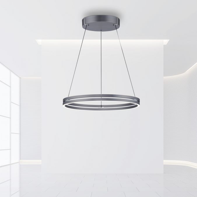 ELO Remote Controlled 70cm Height Adjustable Ring Pendant in Grey - ID 13931