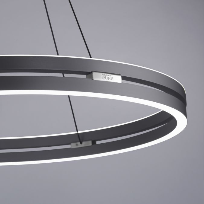 ELO Remote Controlled 70cm Height Adjustable Ring Pendant in Grey - ID 13931
