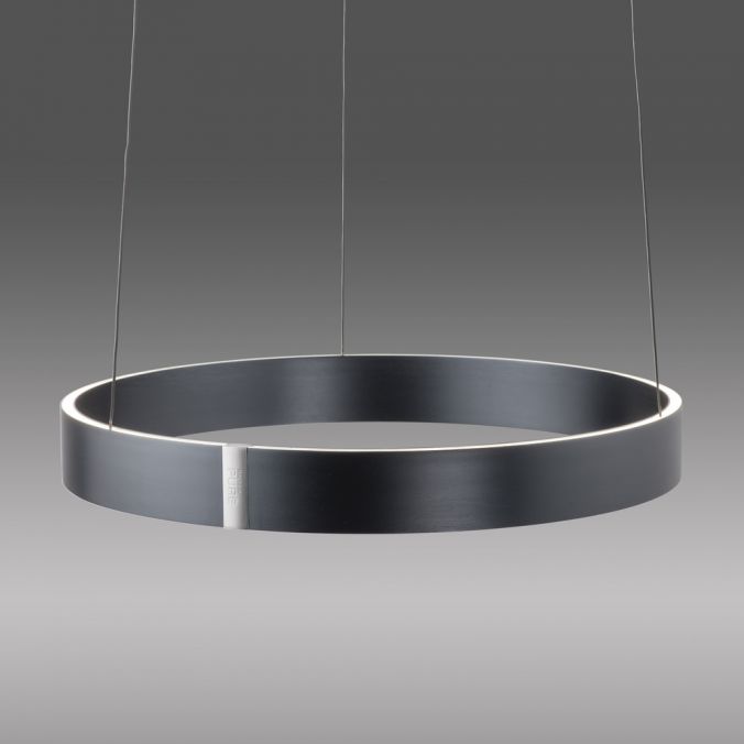 Eclip 50cm Satin Dark Grey Height Adjustable LED Up+Downlight Ring Pendant - ID 13933