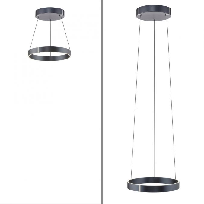 Eclip 50cm Satin Dark Grey Height Adjustable LED Up+Downlight Ring Pendant - ID 13933