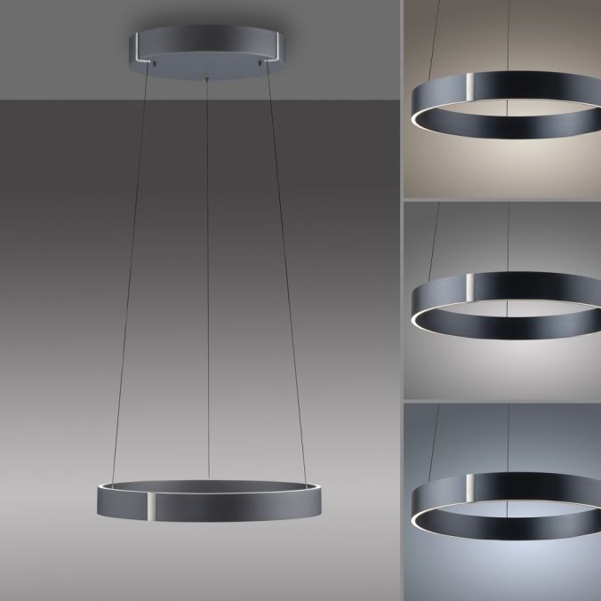 Eclip 50cm Satin Dark Grey Height Adjustable LED Up+Downlight Ring Pendant - ID 13933