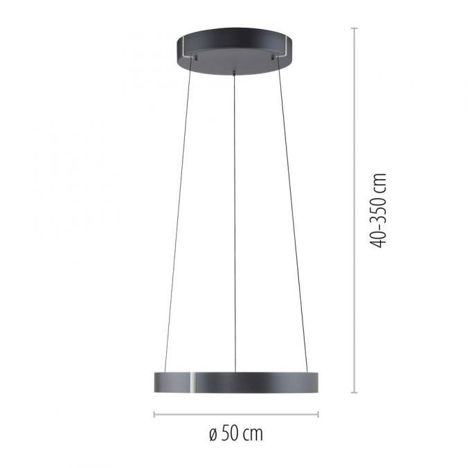 Eclip 50cm Satin Dark Grey Height Adjustable LED Up+Downlight Ring Pendant - ID 13933