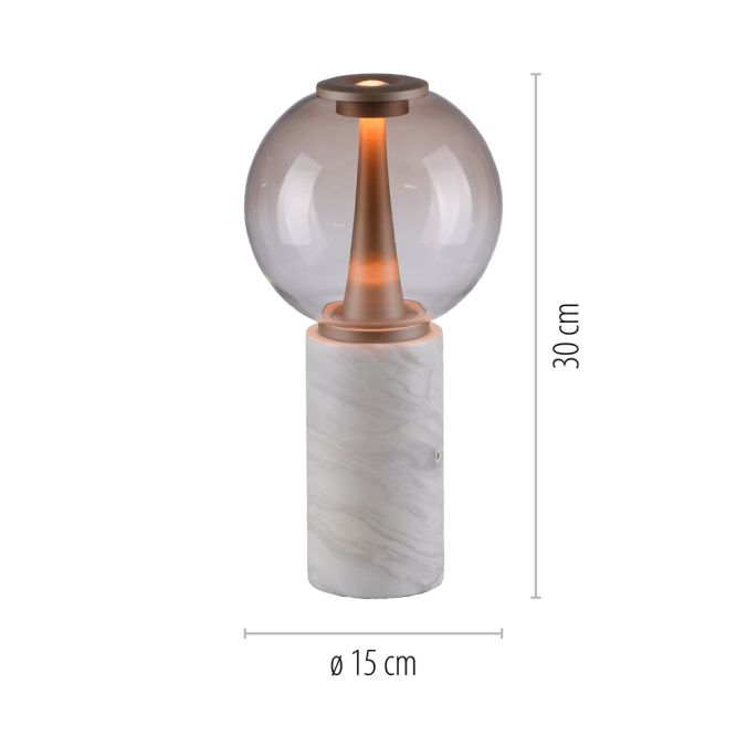 Touch Dim Table Lamp in Bronze with Amber Glass and Mable Base - ID 15169