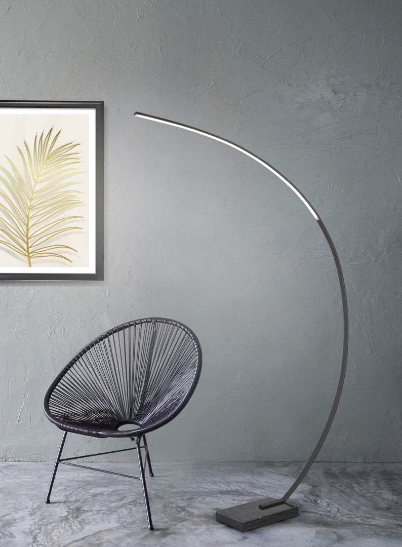 Black Marble Base Arc Floor Lamp - ID 14944