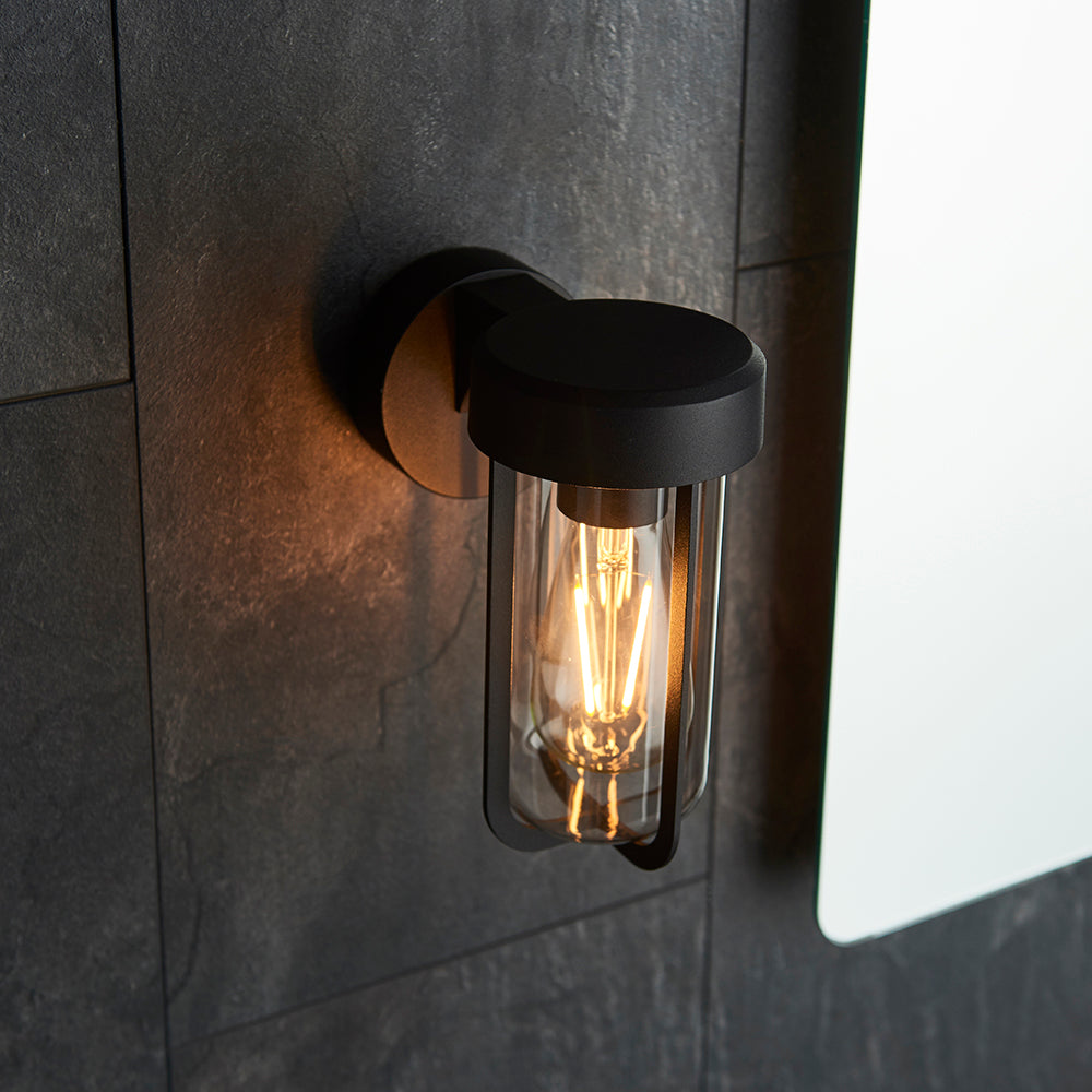 Die Cast IP44 Wall Light In Brushed Bronze With Clear Glass  - ID 11076 - BOXED CLEARANCE MODEL