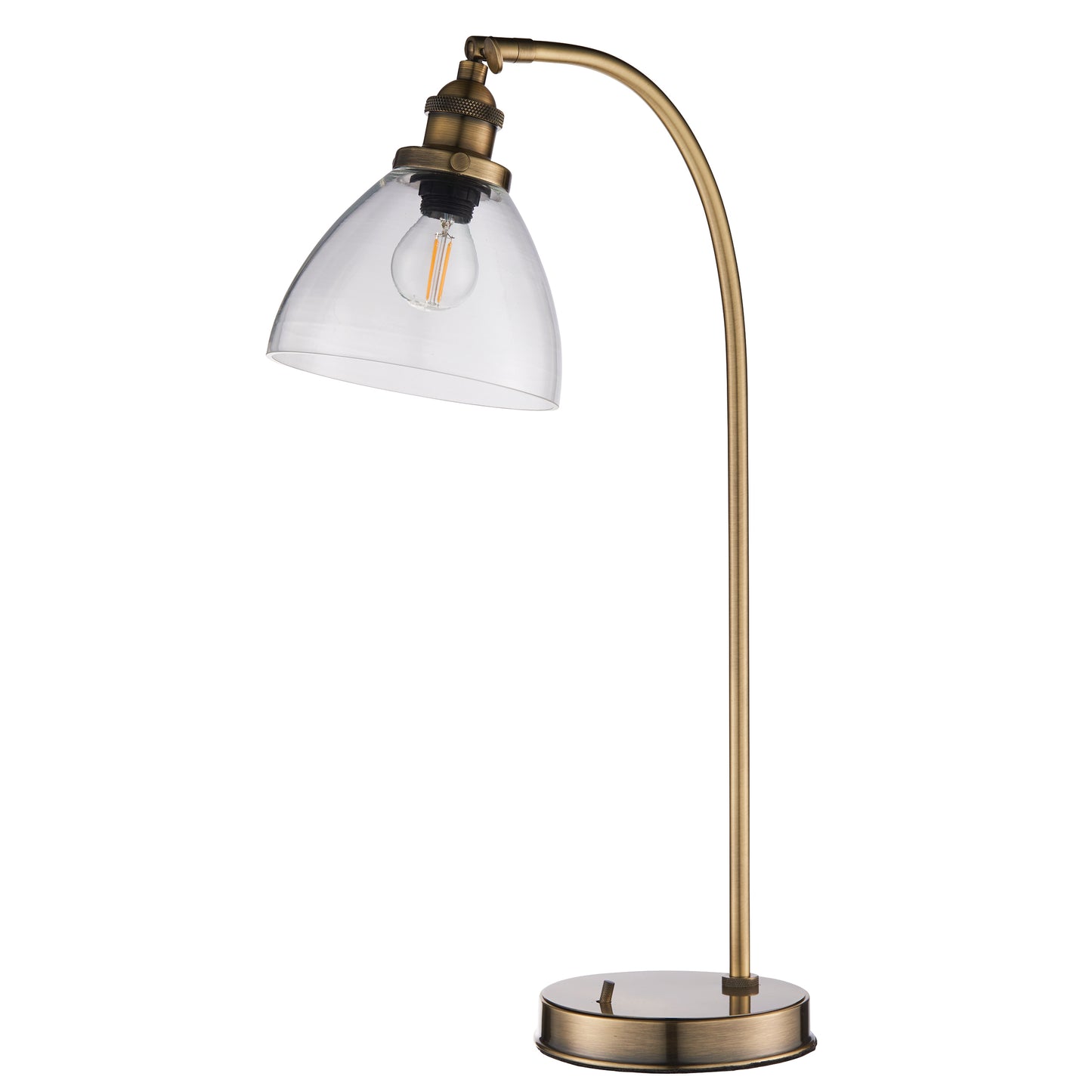 HAN Antique Brass Table Lamp with Clear Glass Shade - ID 12217