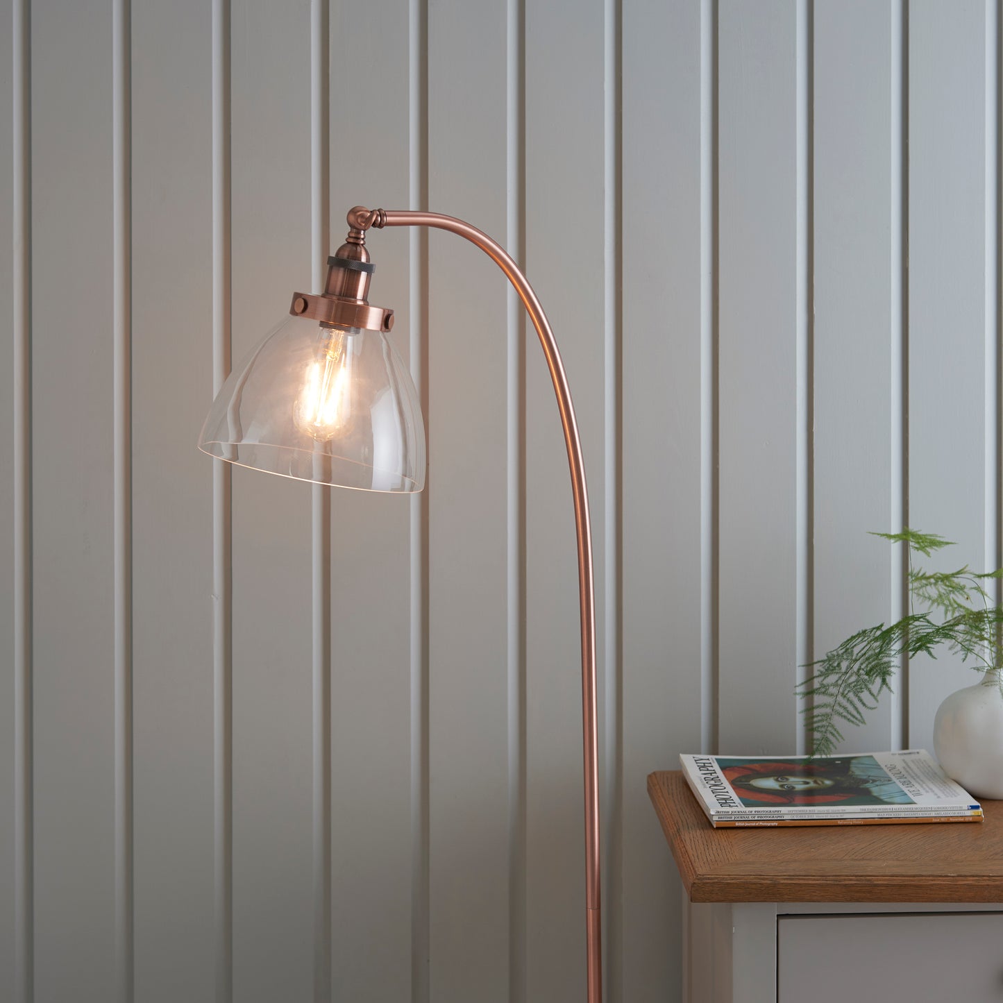 HAN Aged Copper Floor Lamp with Clear Glass Shade - ID 11021