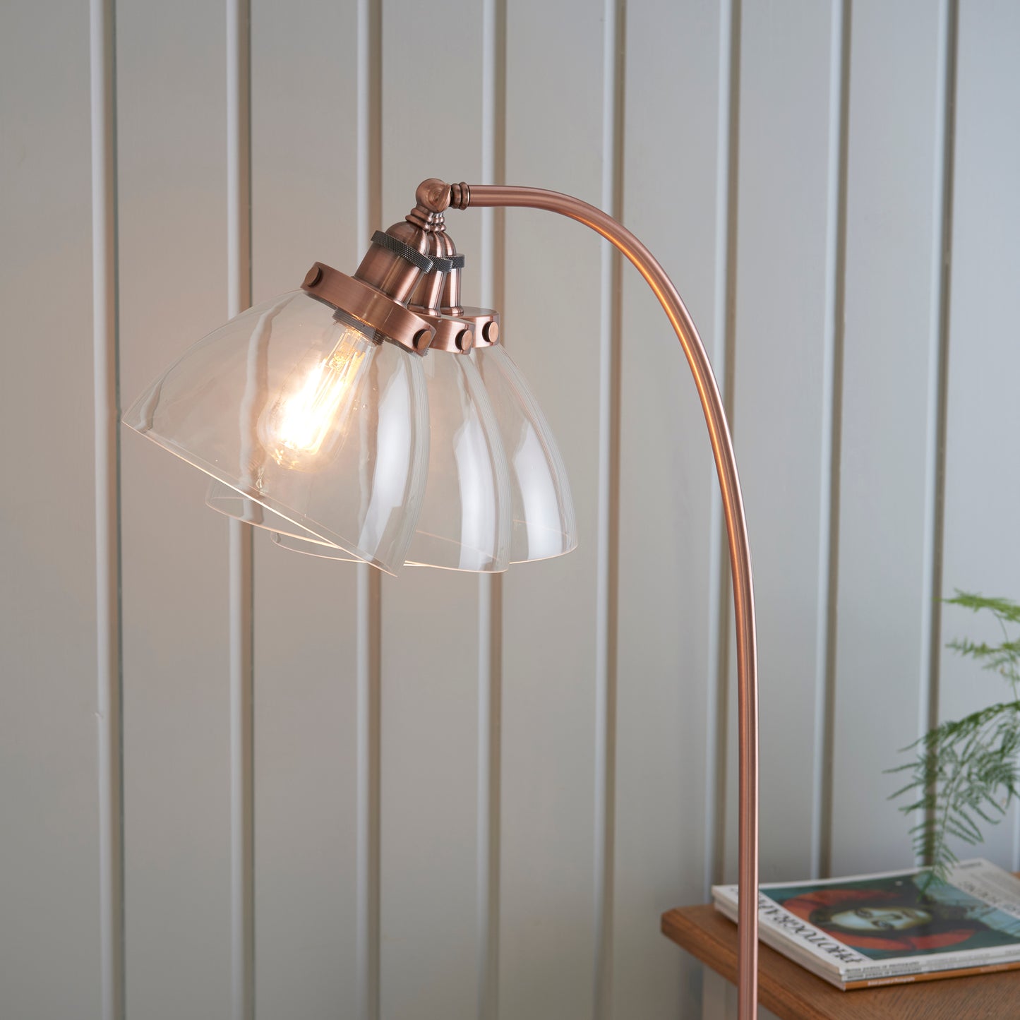 HAN Aged Copper Floor Lamp with Clear Glass Shade - ID 11021
