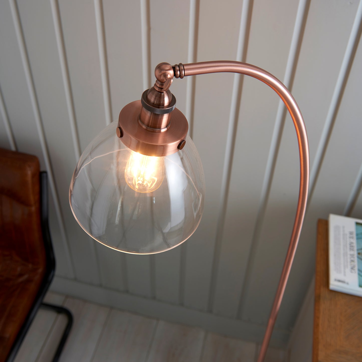 HAN Aged Copper Floor Lamp with Clear Glass Shade - ID 11021