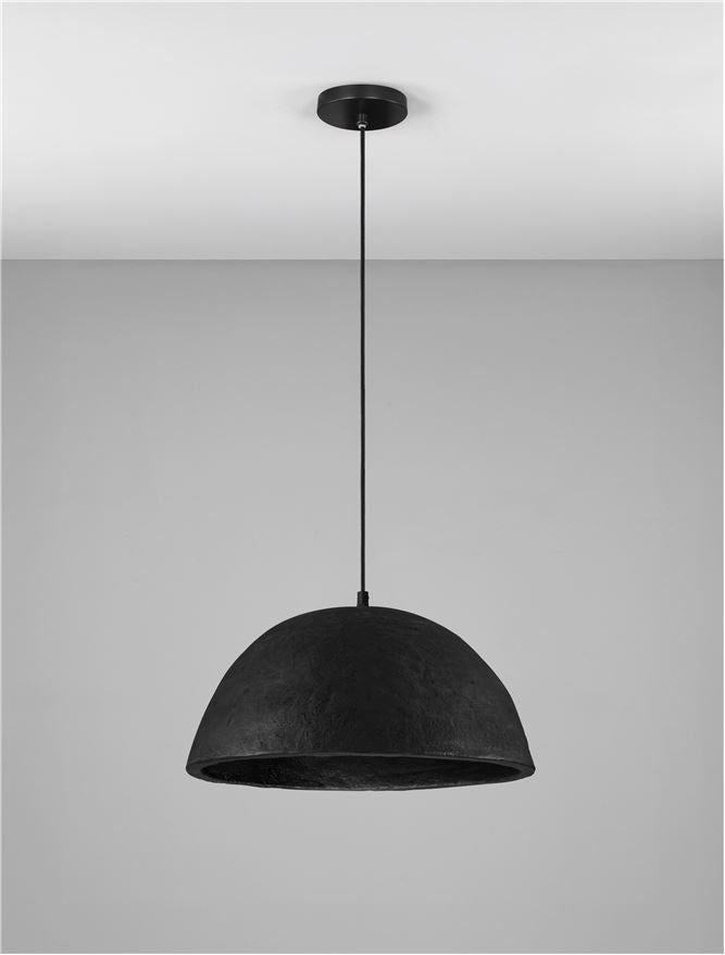 TAL Large Black Papier-Mâché Dome Pendant - ID 13590