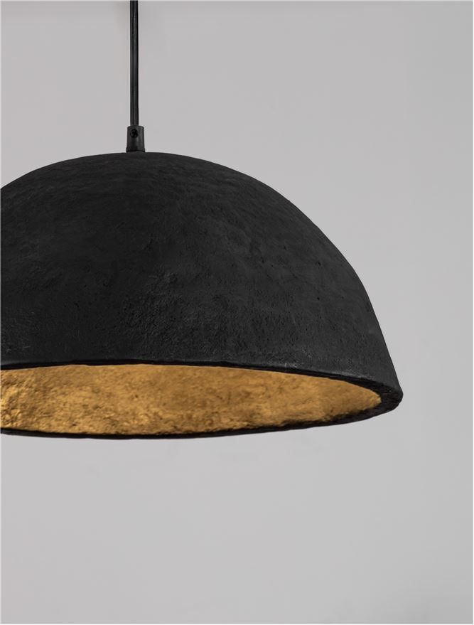 TAL Large Black Papier-Mâché Dome Pendant - ID 13590