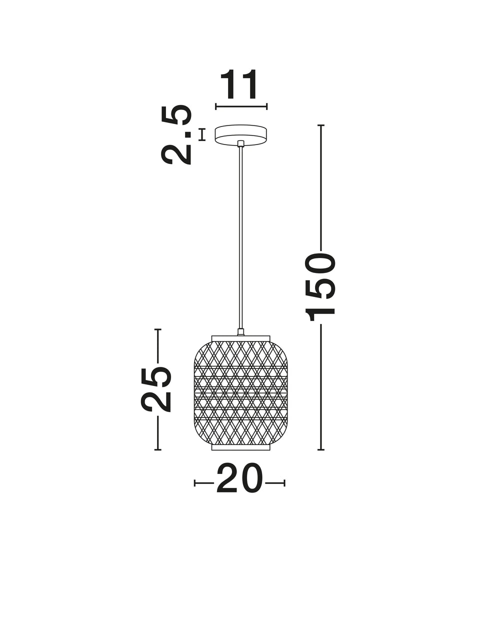 SAM Natural Rattan Small Single Pendant - ID 15022