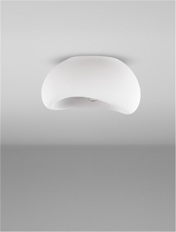 LEF Small Sandy White Polyurethane & Resin Quaver Flush Ceiling Light - ID 13567