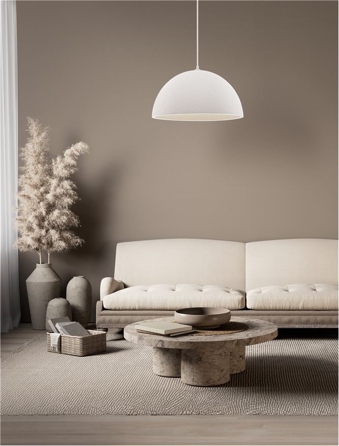 LEF Medium Sandy White Polyurethane & Resin Dome Pendant - ID 13570