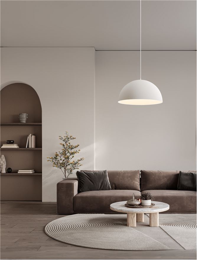 LEF Large Sandy White Polyurethane & Resin Dome Pendant - ID 13571