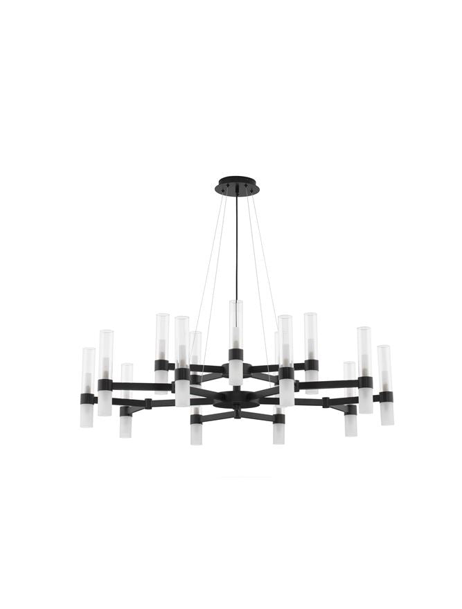 CEN Matt Black Metal Glass 30 Lamp Pendant With Clear & Frosted Glass - ID 12534
