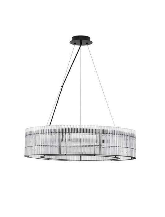 BAR Matt Black Metal & Clear Glass Pendant - ID 13190