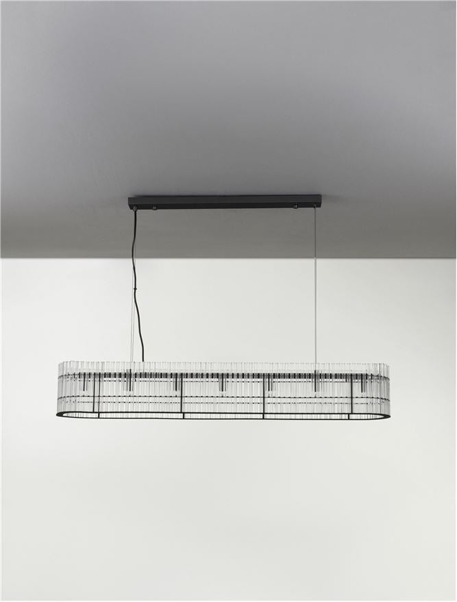 BAR Matt Black Metal & Clear Glass Over Table Pendant - ID 13199
