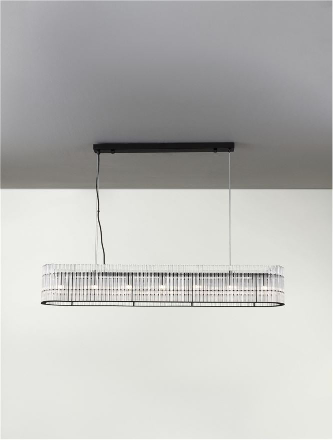 BAR Matt Black Metal & Clear Glass Over Table Pendant - ID 13199