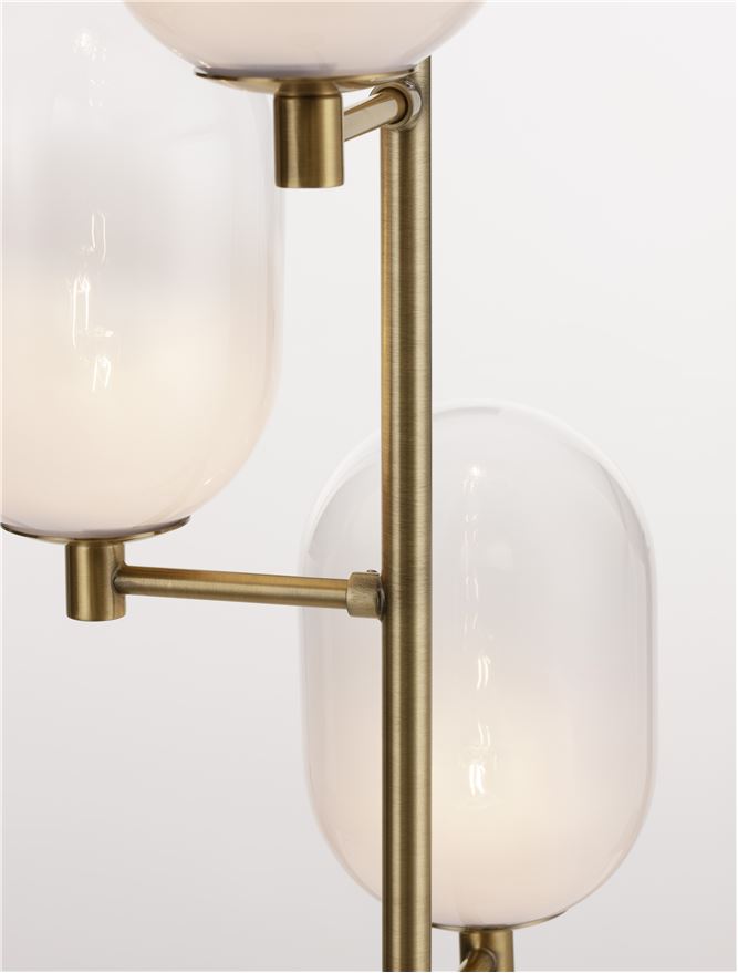 BAL Brass Gold Metal 4 Light Floor Lamp With Gradient White Glass - ID 12511