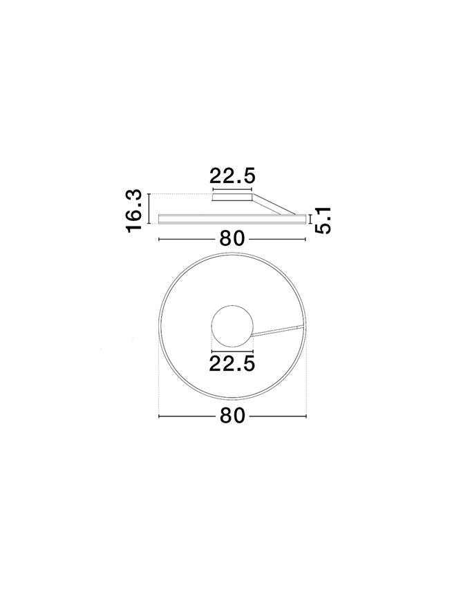 BIA Sandy White Dual LED Medium 80cm Ring Semi-Flush - ID 14564
