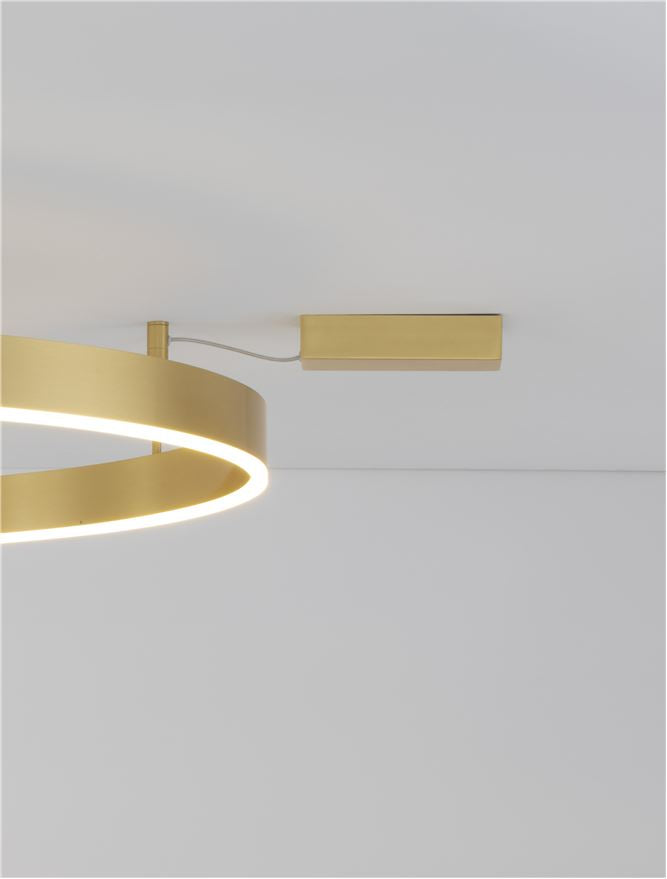 MOT Dimmable Brass Gold Aluminium & Acrylic Ring Semi Flush Large - ID 12542