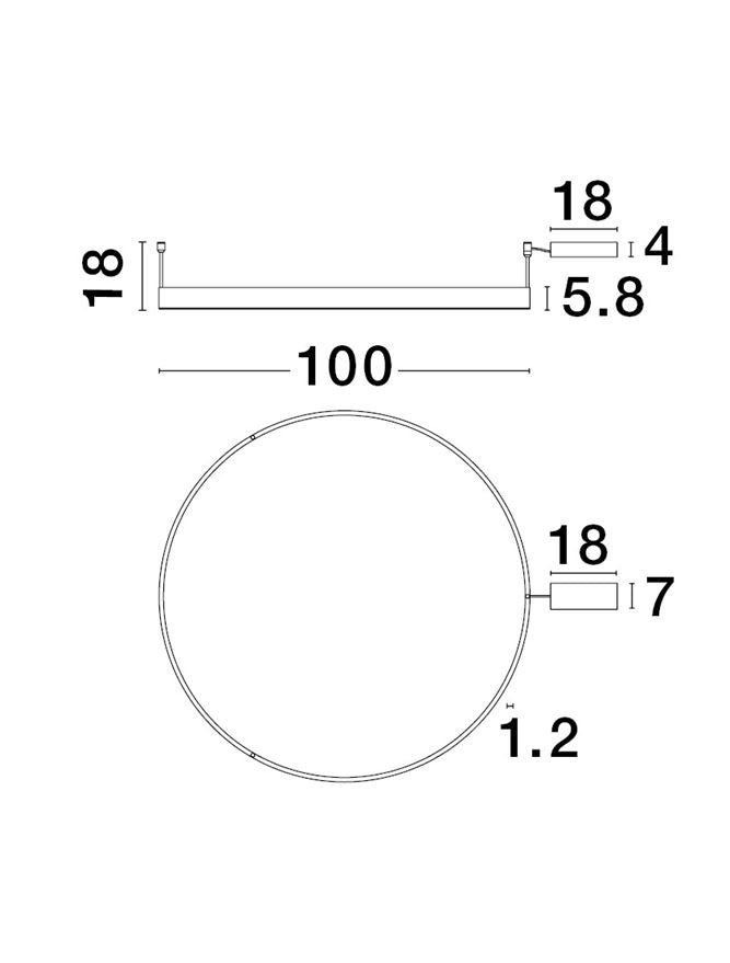 MOT Dimmable Sandy Black Aluminium & Acrylic Ring Semi Flush Small - ID 12537