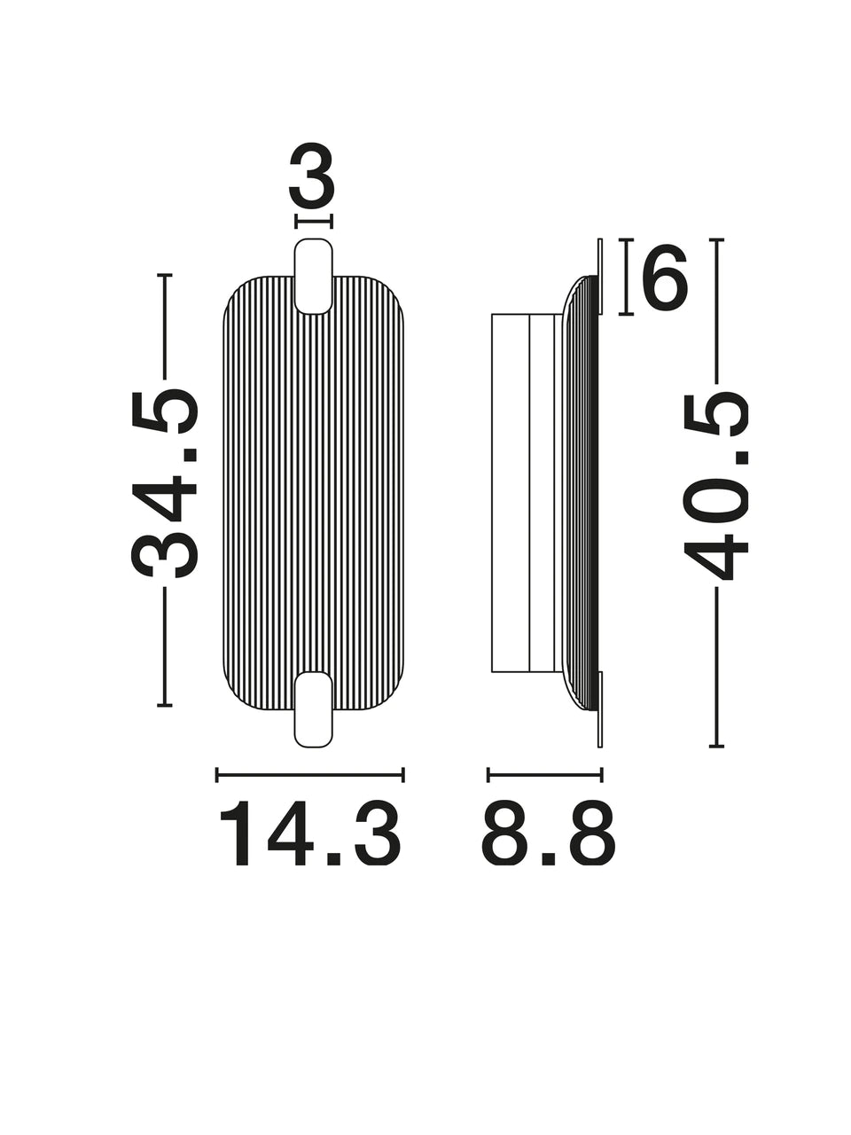 EME Black Metal and Ribbed Glass Modern Wall Light - ID 14937