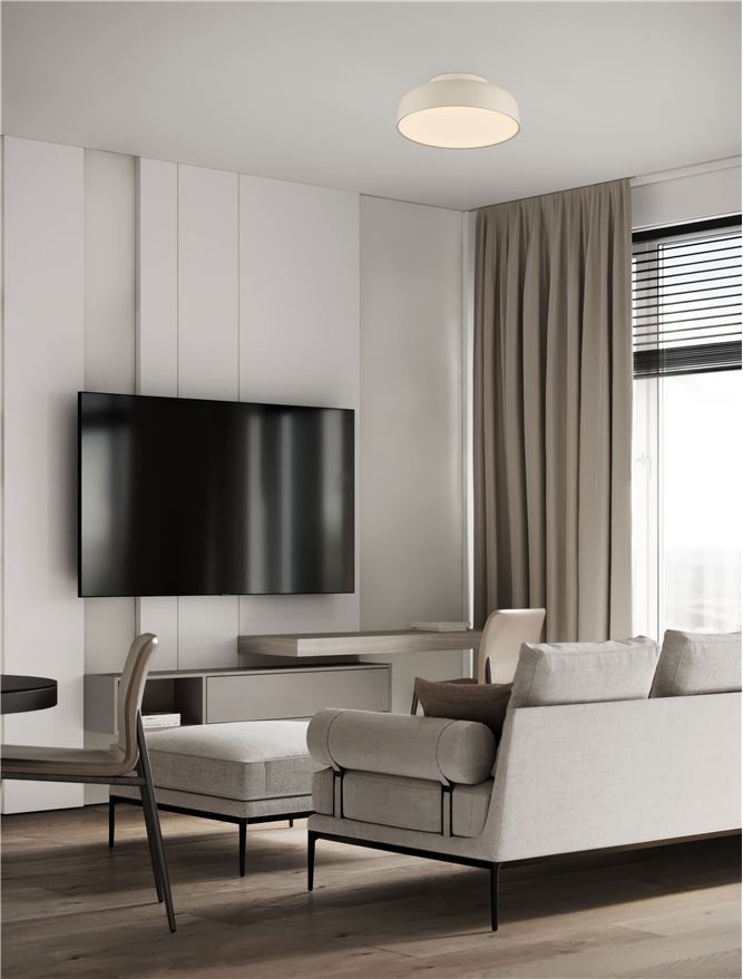 NOE Cream 40cm Deep Bowl LED Flush Ceiling Light - ID 14572