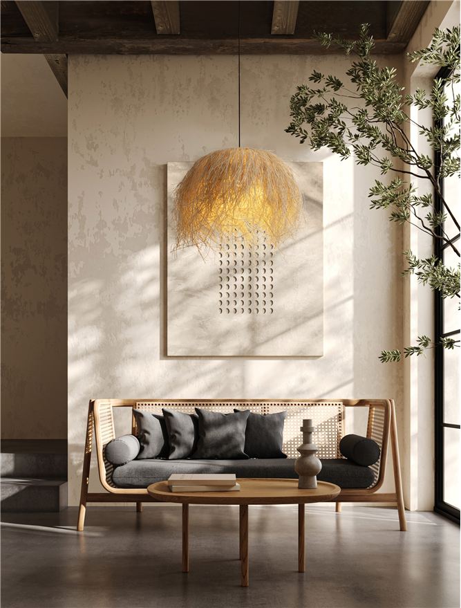 JAU Natural Rattan Bob Pendant - ID 13767