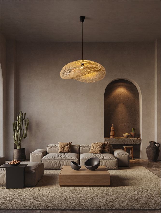 ADE Natural Woven Bamboo Pendant Large - ID 13750