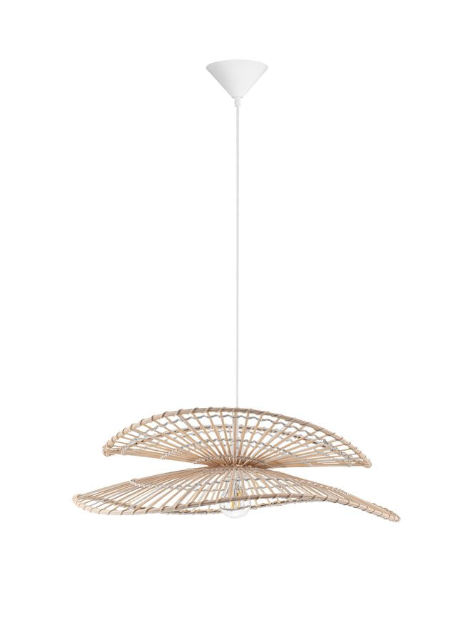 ARC Natural Bamboo & Rattan Large Twin Wing Pendant - ID 13594