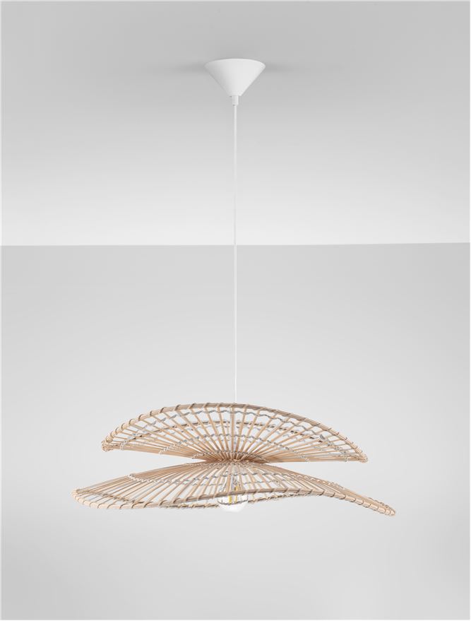 ARC Natural Bamboo & Rattan Large Twin Wing Pendant - ID 13594