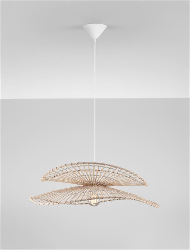 ARC Natural Bamboo & Rattan Large Twin Wing Pendant - ID 13594