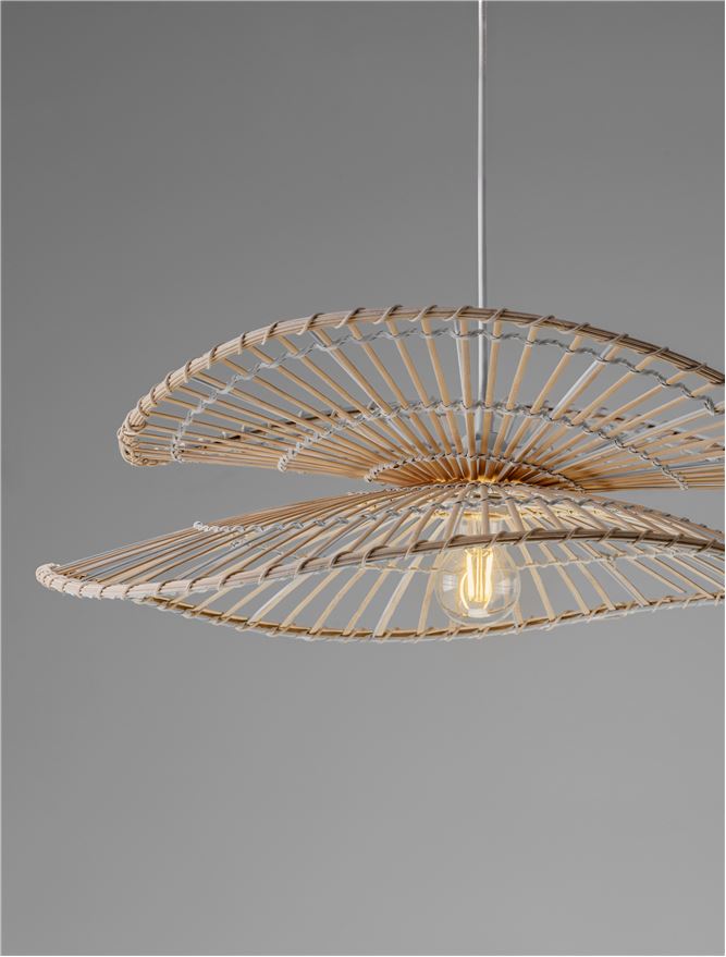 ARC Natural Bamboo & Rattan Large Twin Wing Pendant - ID 13594