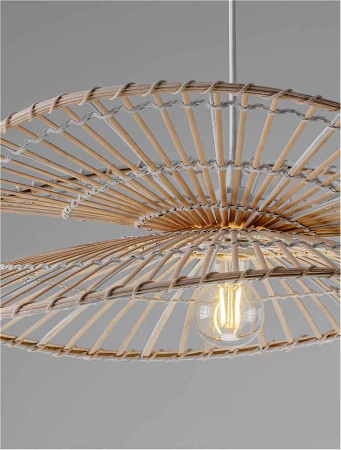 ARC Natural Bamboo & Rattan Large Twin Wing Pendant - ID 13594