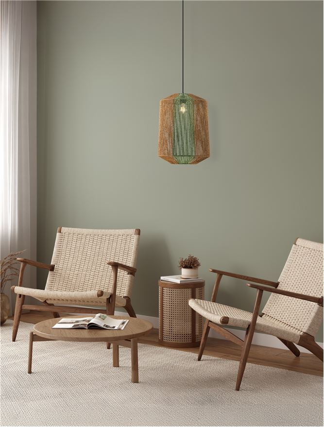 ORA Natural Pendant with Green Rope Detail - ID 13595