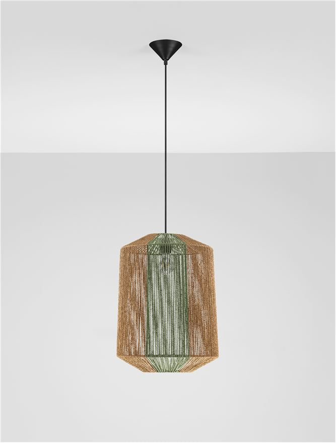 ORA Natural Pendant with Green Rope Detail - ID 13595