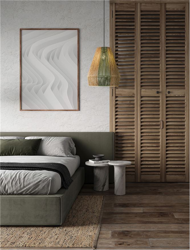 DEN Natural Conical Pendant with Green Rope Detail - ID 13596