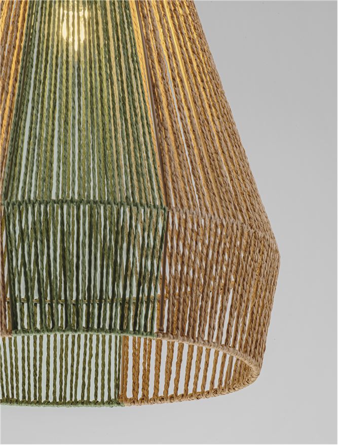 DEN Natural Conical Pendant with Green Rope Detail - ID 13596