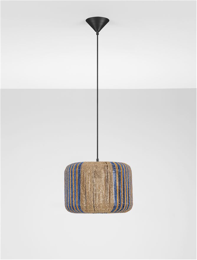 LUP Natural Conical Pendant with Blue & Yellow Rope Detail - ID 13598