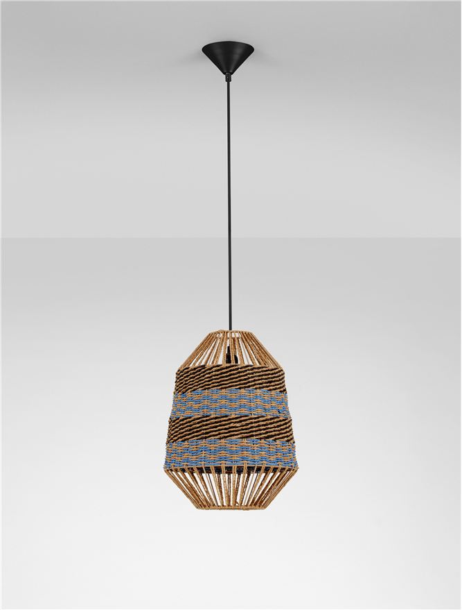 COP Natural Blue & Black Rope Pendant - ID 13747