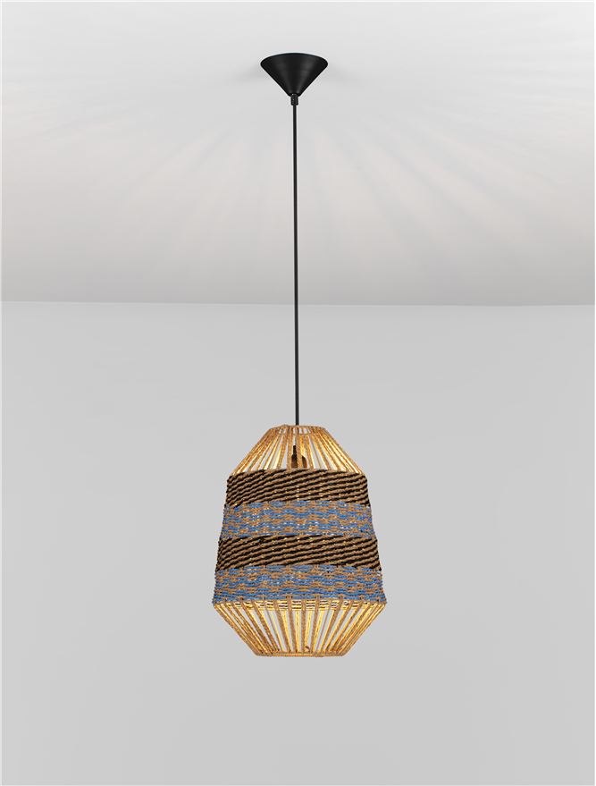 COP Natural Blue & Black Rope Pendant - ID 13747