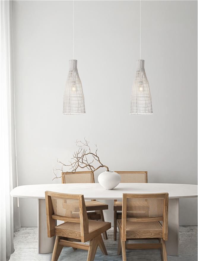 NIR White Natural Rattan Pendant Small - ID 13762