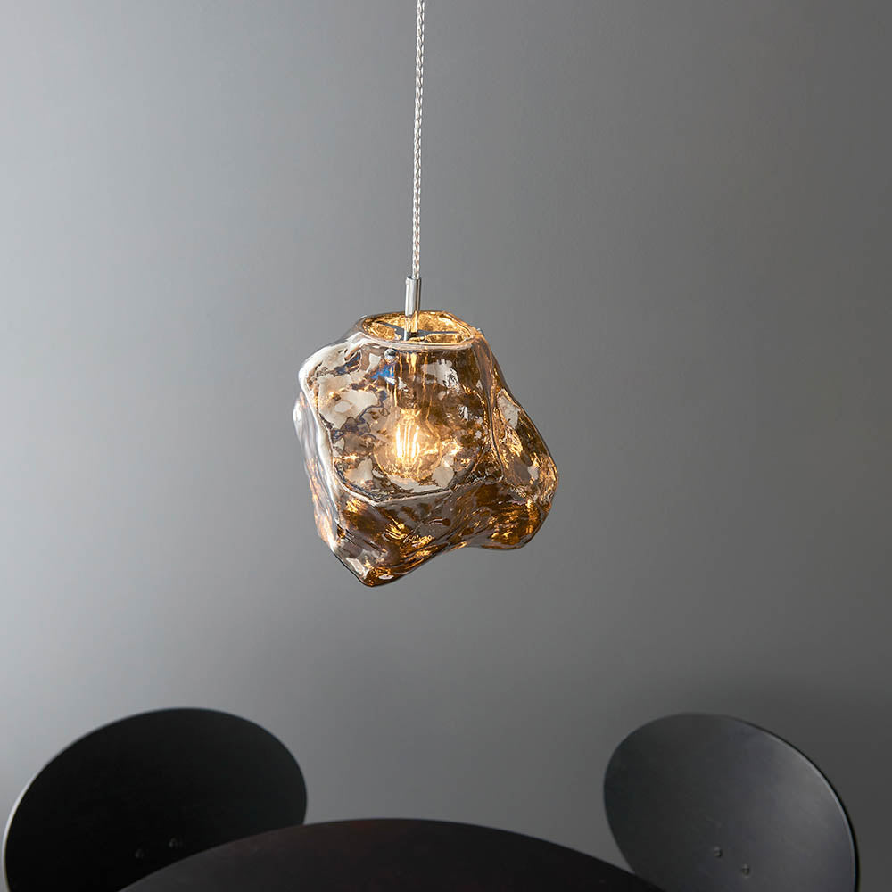 ROC Metallic Chrome & Glass Pendant - ID 13672