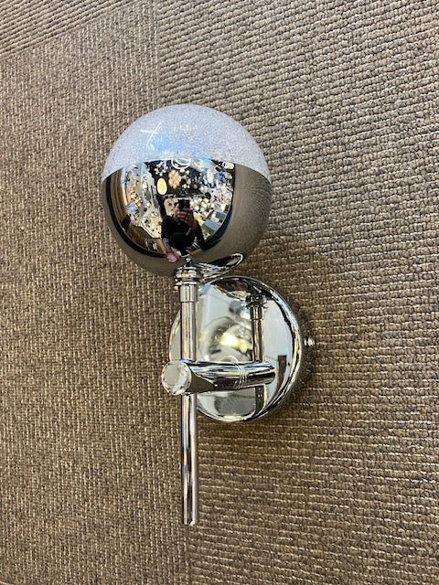 Single Chrome & Crushed Crystal Effect IP44 Wall Light - ID 6237 - EX-DISPLAY